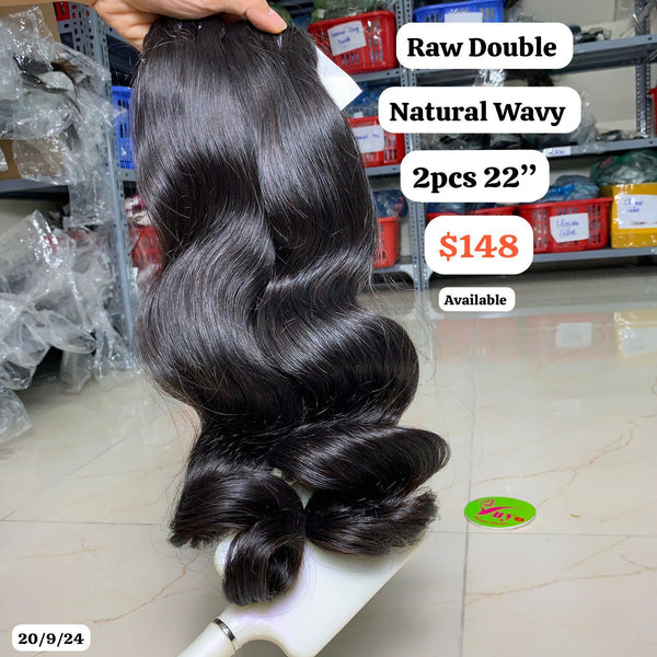2pcs 22" Natural wave double drawn raw hair