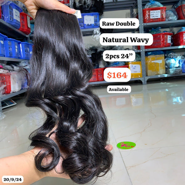 2pcs 24" Natural wave double drawn raw hair