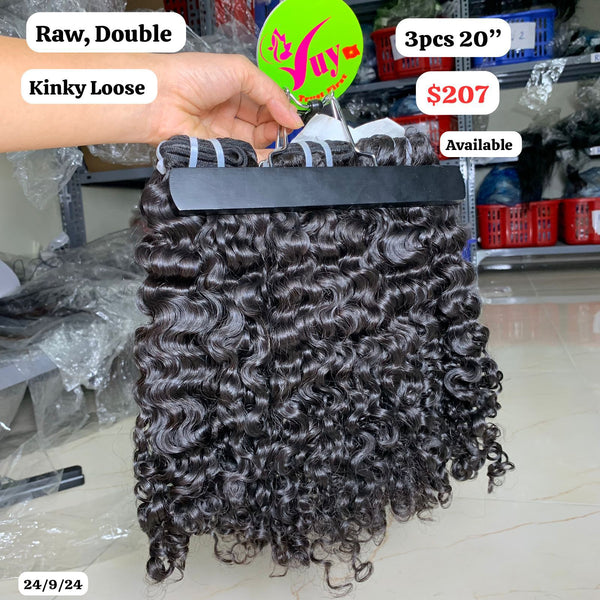 3pcs 20" Kinky loose curly double drawn raw hair
