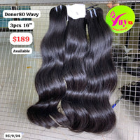 3pcs 16" Natural wave single donor 80 hair