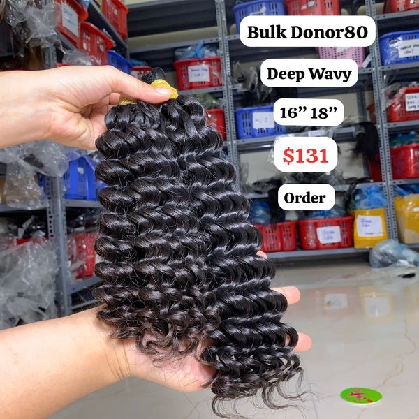 16" and 18" Bulk Deep wave single donor 80 hair