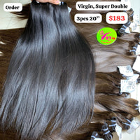 3pcs 20" Straight super double drawn virgin hair