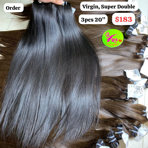 3pcs 20" Straight super double drawn virgin hair