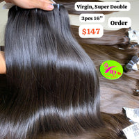 3pcs 16" Straight super double drawn virgin hair