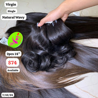 2pcs 14" Natural wave single drawn virgin hair