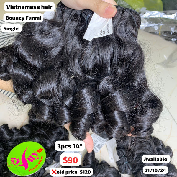 3pcs 14" Bouncy funmi single drawn Vietnamese hair
