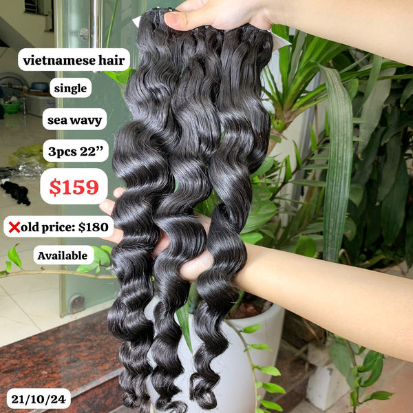 3pcs 22" Sea wave single drawn Vietnamese hair
