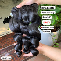 3pcs 20" Bouncy wave double drawn raw hair