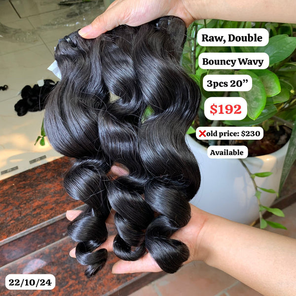 3pcs 20" Bouncy wave double drawn raw hair