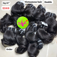 10pcs 10" Natural wavy double drawn Vietnamese hair