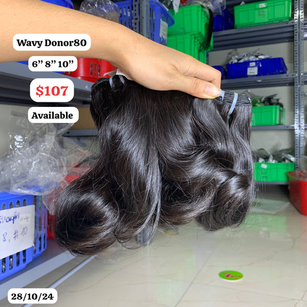 6"8"10" Natural wave single donor hair
