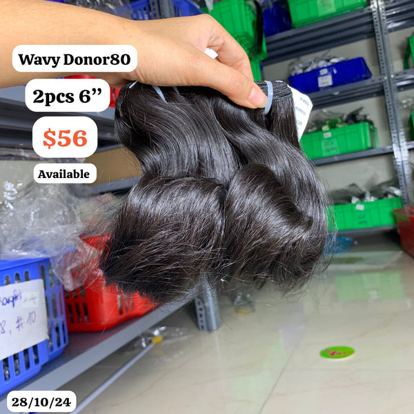 2pcs 6" Natural wave single donor hair