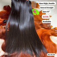 3pcs 16" Straight double drawn raw hair high quality
