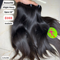 3pcs 14" Slight wave single donor hair