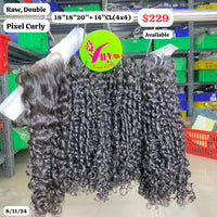 18"18"20" bundles and 14" 4x4 closure Pixel curly double drawn raw hair