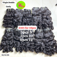 3pcs 8" 3pcs 10" and 4pcs 12" Curly virgin hair (10pcs)