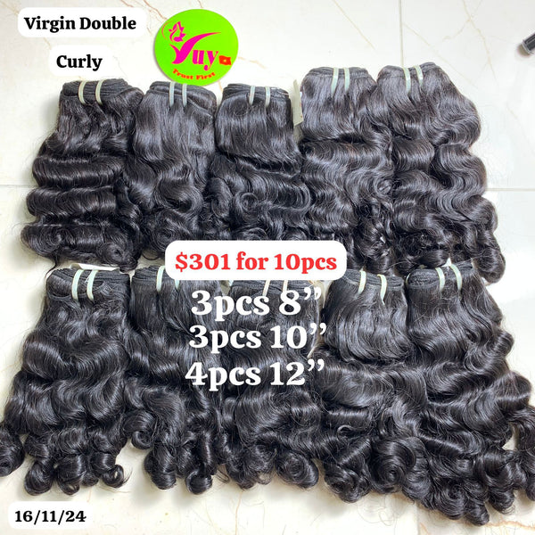 3pcs 8" 3pcs 10" and 4pcs 12" Curly virgin hair (10pcs)