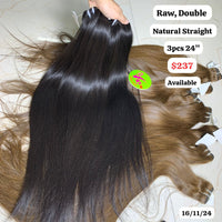 3pcs 24" Straight double drawn raw hair