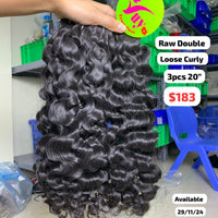 3pcs 20" Loose curly double drawn raw hair