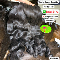 16"18"18" Wavy super double drawn virgin hair