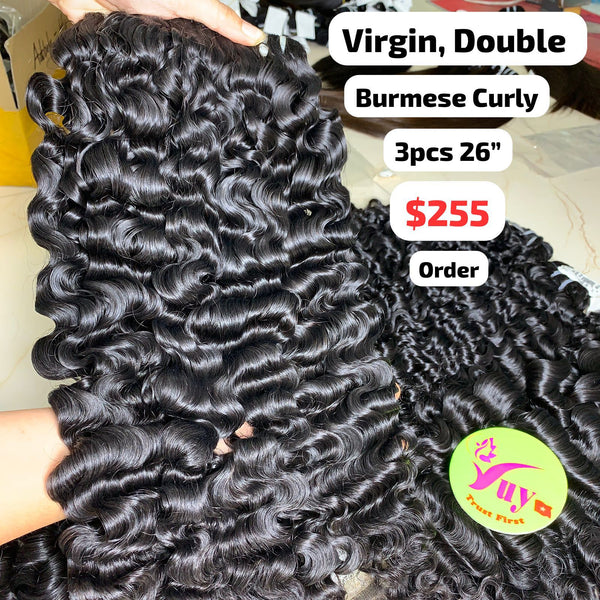 3pcs 26" Burmese curly double drawn virgin hair