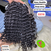 22"24"24" and 22" 2x4 closure Deep wavy double drawn raw hair