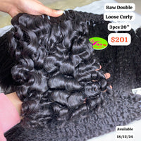 3pcs 20" Loose curly double drawn raw hair