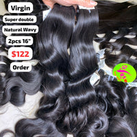 3pcs 16" Natural wave super double drawn virgin hair