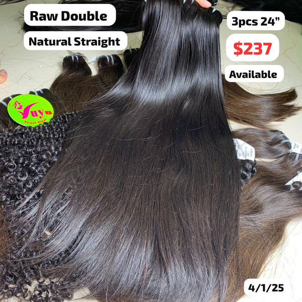 3pcs 24" Straight double drawn raw hair
