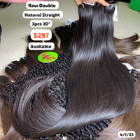 3pcs 30" Straight double drawn raw hair