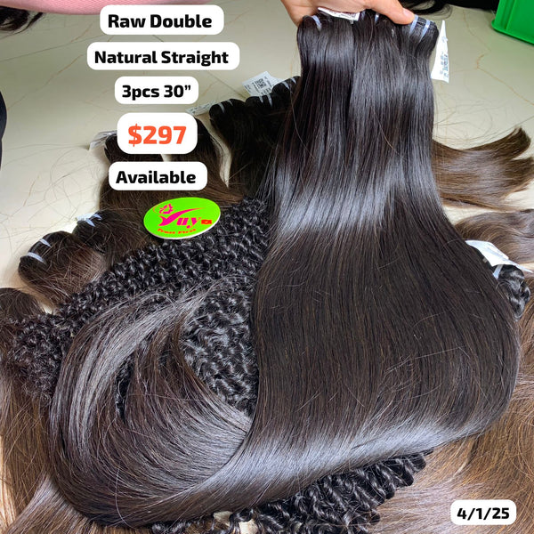 3pcs 30" Straight double drawn raw hair
