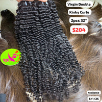 2pcs 32" Kinky curly double drawn virgin hair