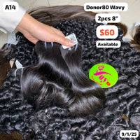 2pcs 8" natural wave single donor hair (A14)