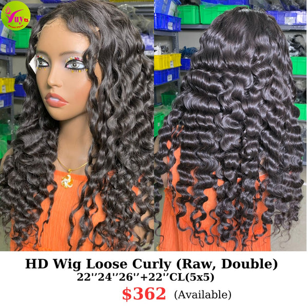 26" 5x5 HD closure Loose curly wig (from 22"24"26" and 22" 5x5 closure double drawn raw hair)