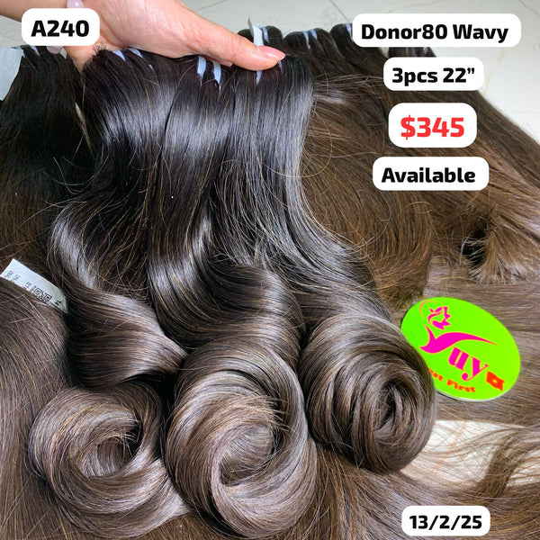 3pcs 22" Wavy single donor hair (A240)