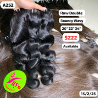 20"22"24" Bouncy wavy double drawn raw hair (A252)