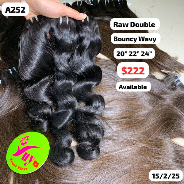 20"22"24" Bouncy wavy double drawn raw hair (A252)