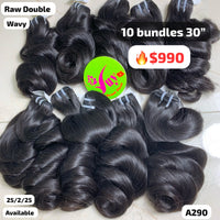 10pcs 30" Natural wavy double drawn raw hair (A290)