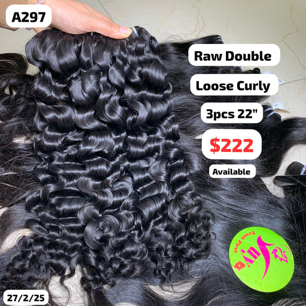 3pcs 22" Loose curly double drawn raw hair (A297)