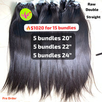 [PRE-ORDER] DEAL 15pcs 20" to 24" Straight double drawn raw hair