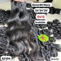 24"24"26" Wavy single donor hair (A2104)