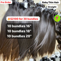 [PRE-ORDER] Deal 30pcs Baby thin straight single donor hair: 10pcs 16" 10pcs 18" 10pcs 20"