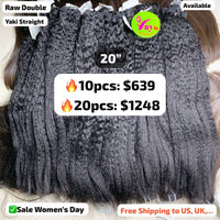 Deal 20pcs 20" Yaki straight double drawn raw hair