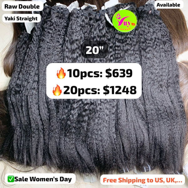 Deal 20pcs 20" Yaki straight double drawn raw hair