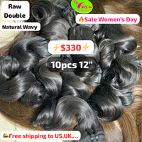 Deal 10pcs 12" Natural wavy double drawn raw hair