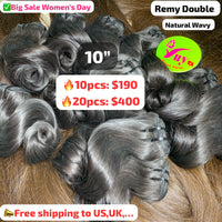 Deal 20pcs 10" Natural wavy double drawn remy hair