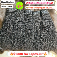 Deal 12pcs 26"  Pixel curly double drawn raw hair