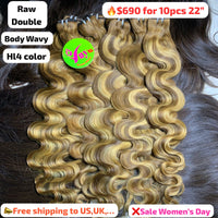 Deal 10pcs Body wavy highlight HL4 color double drawn raw hair