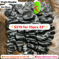 Deal 10pcs 22" Sea wavy double drawn virgin hair