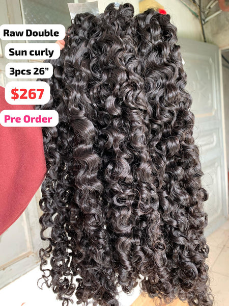 [PRE-ORDER] 3pcs 26" Sun curly double drawn raw hair